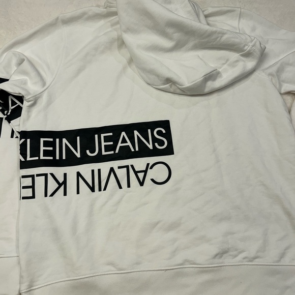 Calvin Klein White Sweatshirt Hoodie Casual Style - Picture 3 of 4